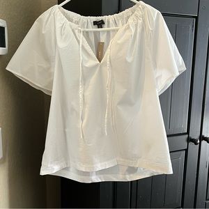 J.Crew White Cotton LightWeight Classic Top Size Medium NWT
